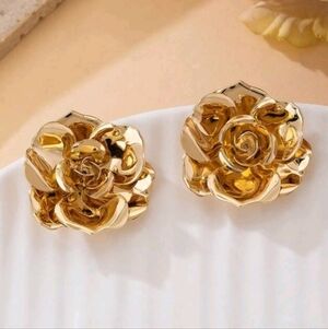 NEW! Rose Classy Gold Stud Earrings